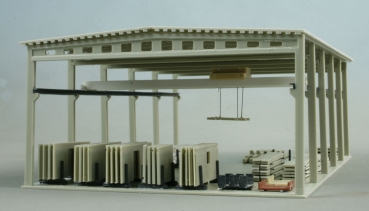 Open depot with concrete beams